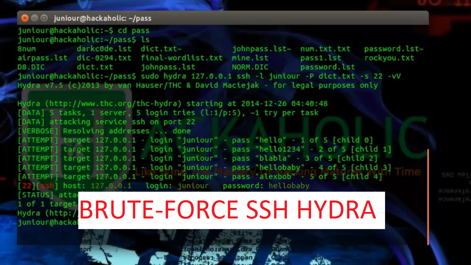hydra ssh bruteforce