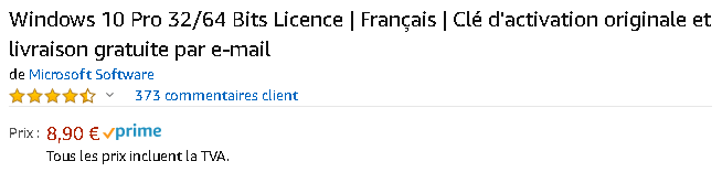 Amazon Windows 10 Pro 32_64 Bits Licence _ Français _ Clé d'activation originale